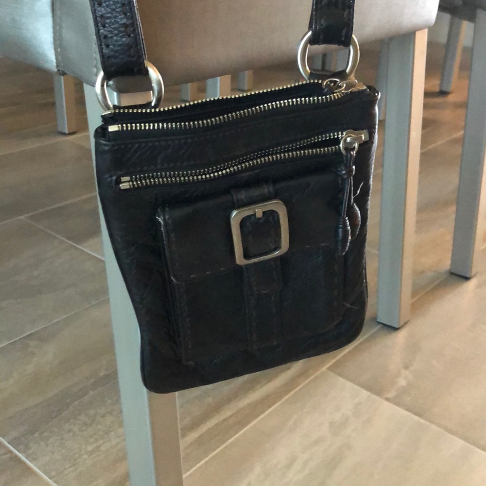 Black leather crossbody